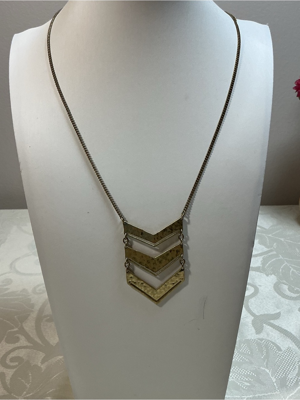 KR for Silpada Hammered Tiered Chevron Antiqued Brass Tone Necklace